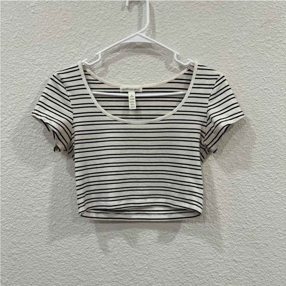 Ambiance White and Cream Fitted Crop Top